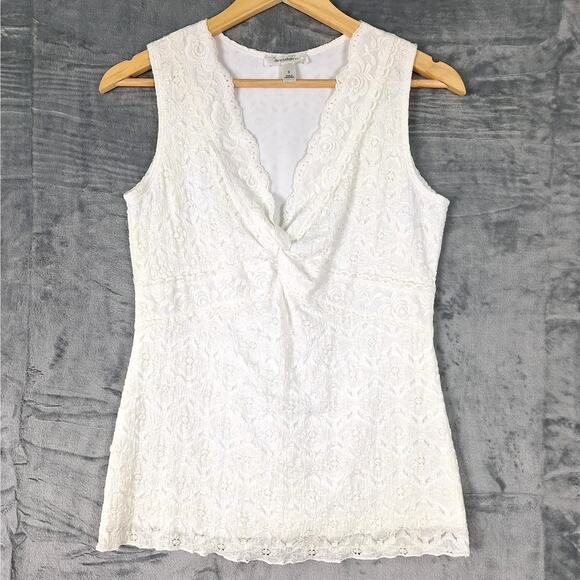 Womens Top Small Angel Floral Lace Twist Front‎ Fairy Coquette Feminine Dainty - Picture 1 of 6